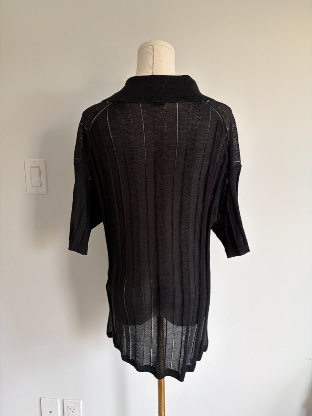 Acne Studios Black Bennati Sheer Polo - Picture 6 of 9